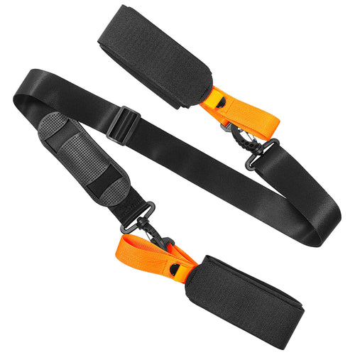 Alpine Ski and Pole Carrier - exact sourced black and orange padded shoulder carrier