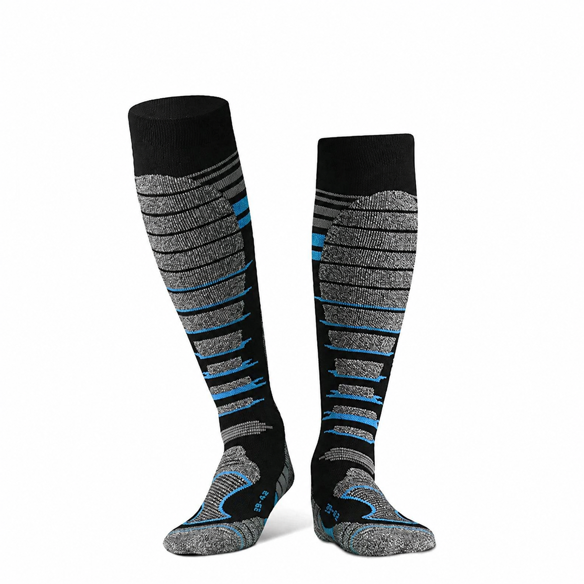 Alpine Merino Ski Socks in black and blue on a clean white background