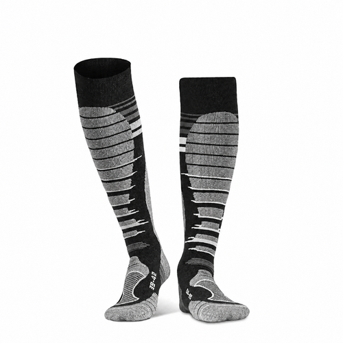 Alpine Merino Ski Socks in black and gray on a clean white background