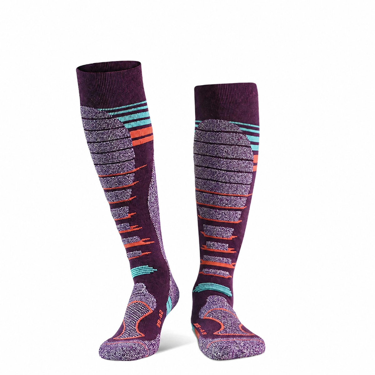 Alpine Merino Ski Socks in purple on a clean white background