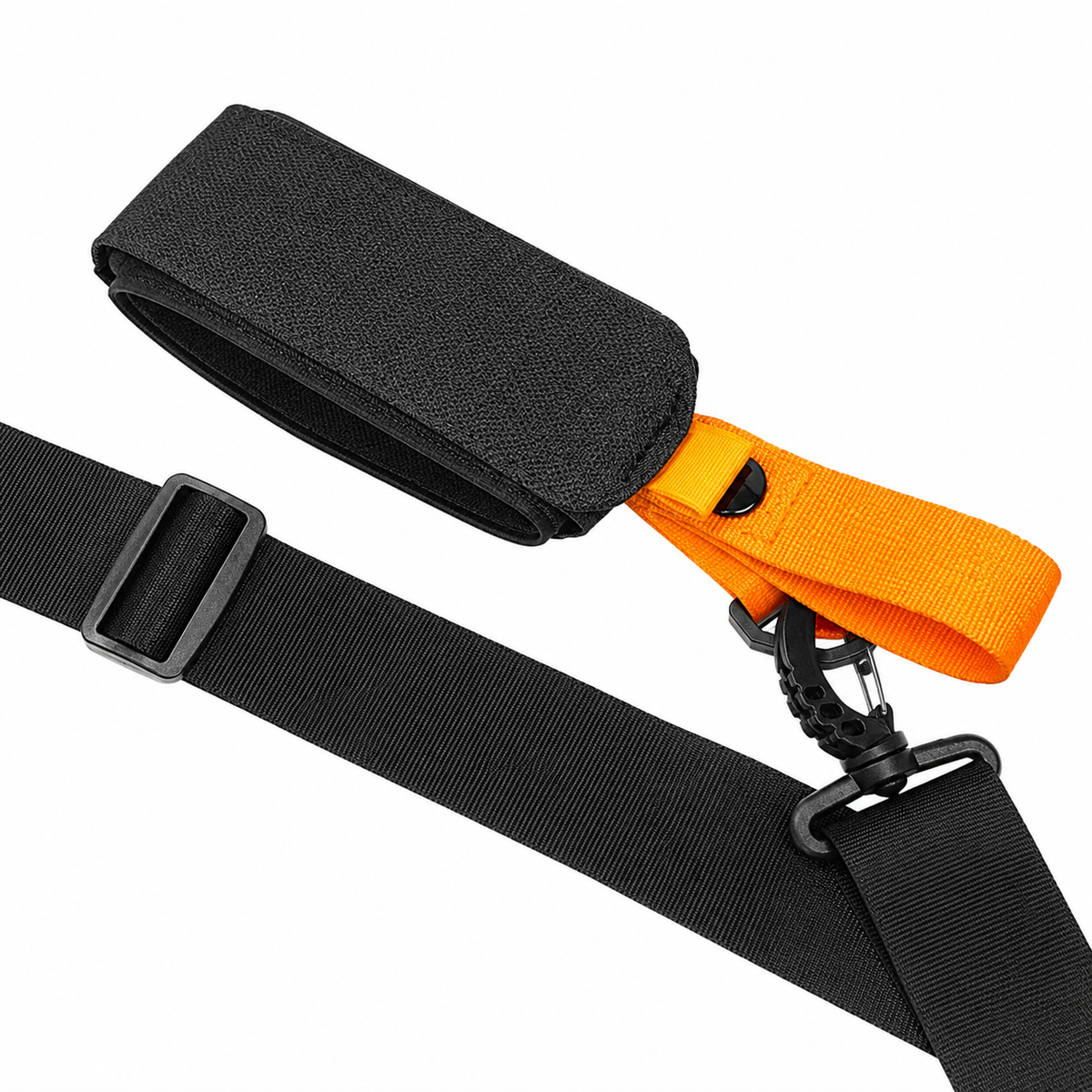 Close-up of the padded shoulder strap and adjuster on the Alpine Ski and Pole Carrier