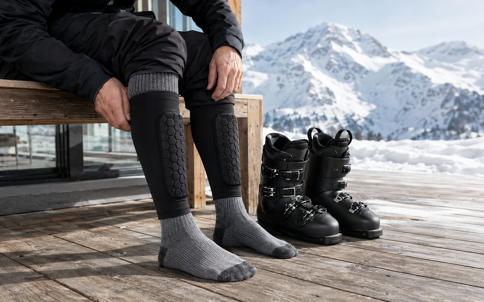 Alpine Guards worn over ski socks before putting on ski boots