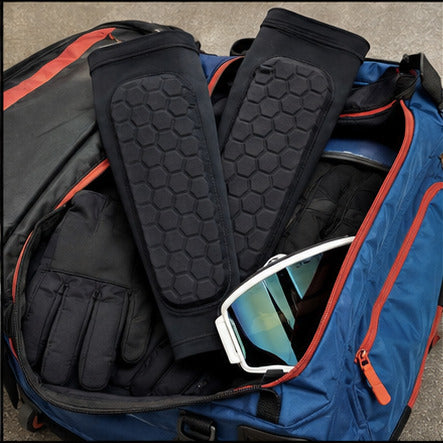 Alpine Guards packed with ski equipment for a day on the mountain